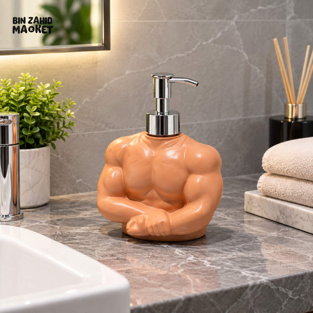 MIMO MUSCULAR BODY DESIGN LIQUID SOAP DISPENSER WITH SILVER PUMP