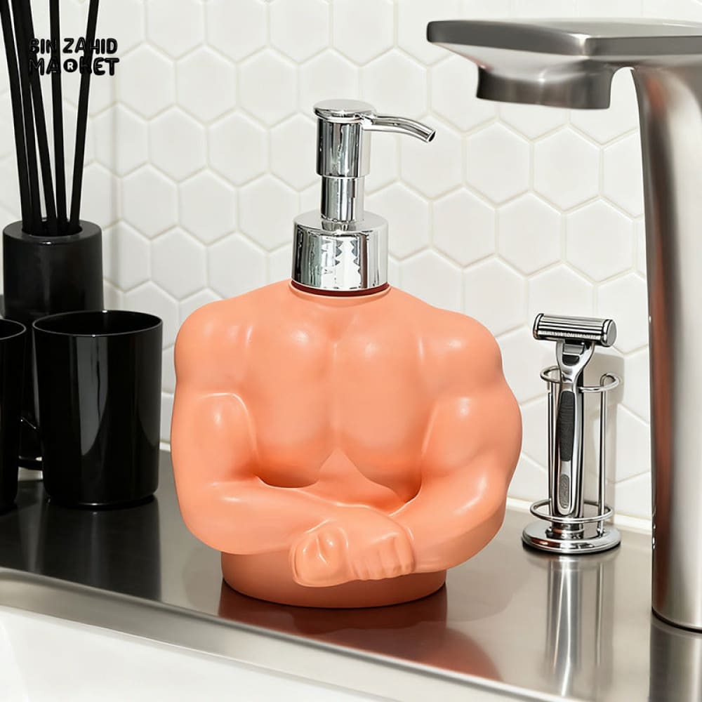 MIMO PVC RESIN MUSCULAR BODY DESIGN LIQUID SOAP DISPENSER WITH SILVER PUMP - Soap & Toothbrush Accessories