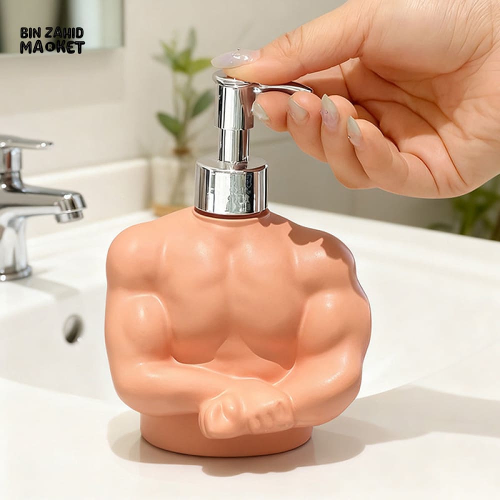 MIMO PVC RESIN MUSCULAR BODY DESIGN LIQUID SOAP DISPENSER WITH SILVER PUMP - Soap & Toothbrush Accessories