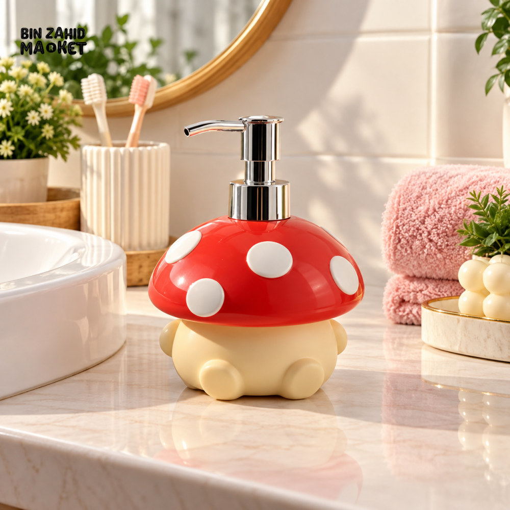 MIMO MUSHROOM DESIGN DECORATIVE SOAP DISPENSER WITH SILVER PUMP
