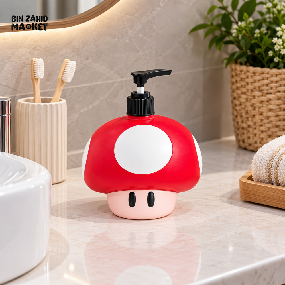 MIMO MUSHROOM DESIGN LIQUID SOAP DISPENSER WITH BLACK PUMP