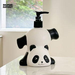 MIMO PVC RESIN PANDA DESIGN LIQUID SOAP DISPENSER WITH BLACK PUMP - Soap & Toothbrush Accessories