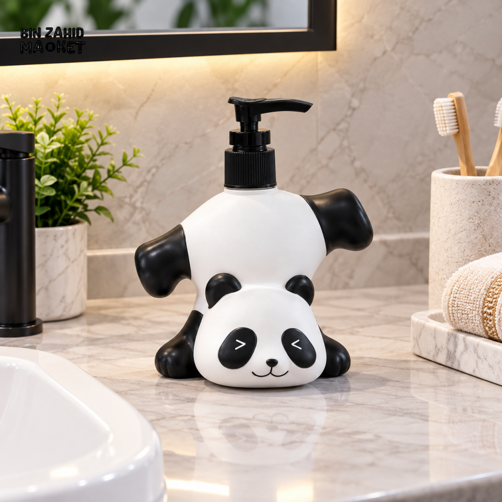 MIMO PANDA DESIGN LIQUID SOAP DISPENSER WITH BLACK PUMP
