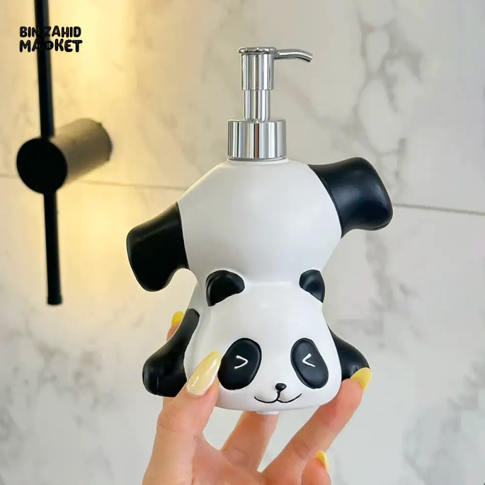 MIMO PVC RESIN PANDA DESIGN LIQUID SOAP DISPENSER WITH SILVER PUMP - Soap & Toothbrush Accessories