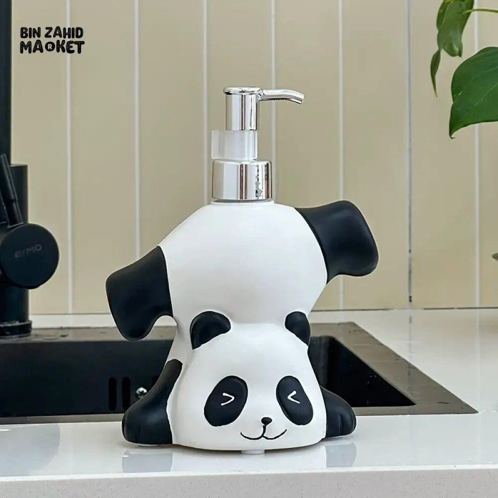 MIMO PVC RESIN PANDA DESIGN LIQUID SOAP DISPENSER WITH SILVER PUMP - Soap & Toothbrush Accessories