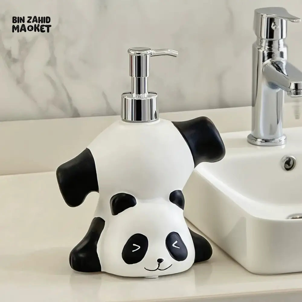 MIMO PVC RESIN PANDA DESIGN LIQUID SOAP DISPENSER WITH SILVER PUMP - Soap & Toothbrush Accessories