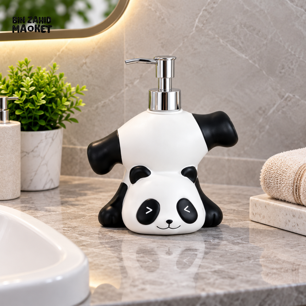 MIMO PANDA DESIGN LIQUID SOAP DISPENSER WITH SILVER PUMP
