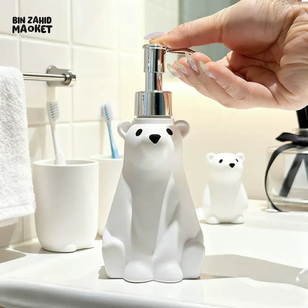 MIMO PVC RESIN POLAR BEAR DESIGN LIQUID SOAP DISPENSER WITH SILVER PUMP - Soap & Toothbrush Accessories