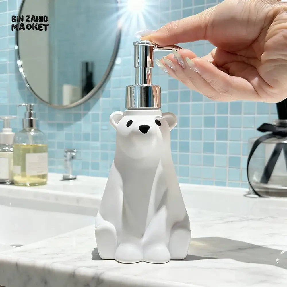 MIMO PVC RESIN POLAR BEAR DESIGN LIQUID SOAP DISPENSER WITH SILVER PUMP - Soap & Toothbrush Accessories