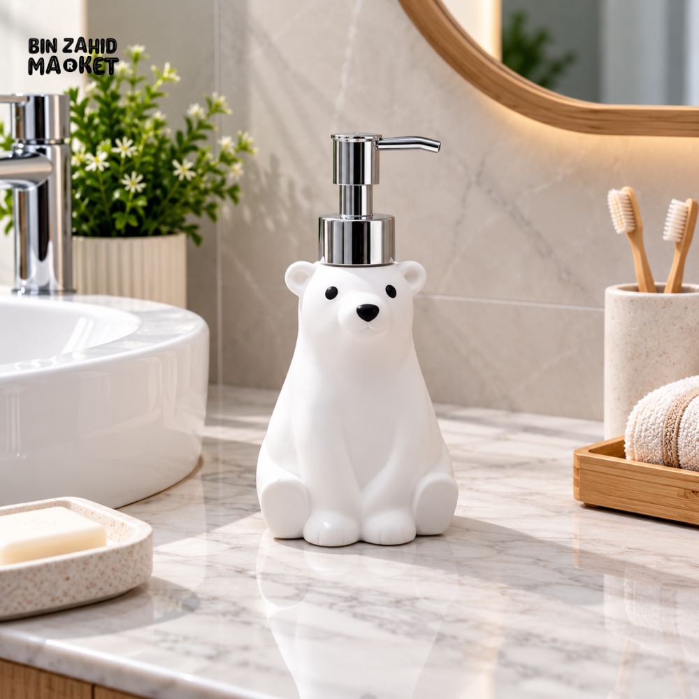 MIMO POLAR BEAR DESIGN LIQUID SOAP DISPENSER WITH SILVER PUMP