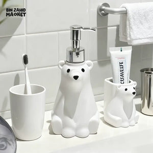 MIMO PVC RESIN POLAR BEAR DESIGN LIQUID SOAP DISPENSER WITH SILVER PUMP - Soap & Toothbrush Accessories