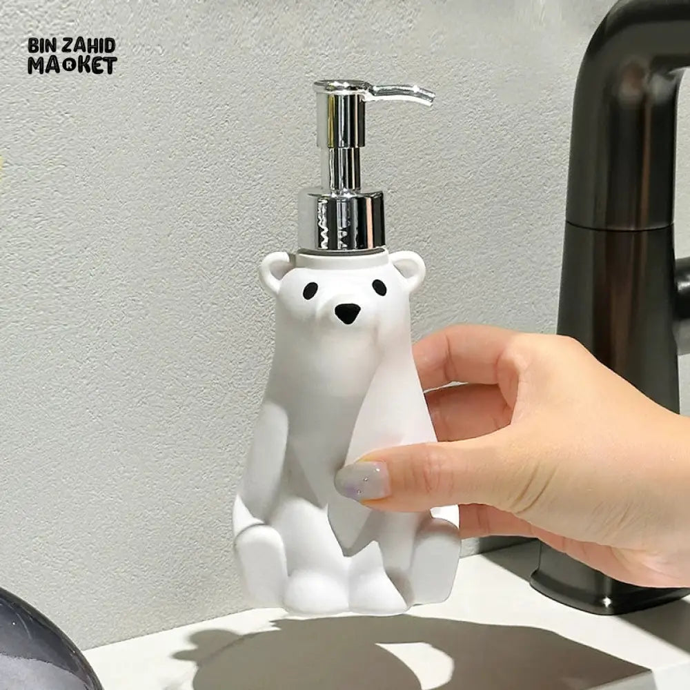 MIMO PVC RESIN POLAR BEAR DESIGN LIQUID SOAP DISPENSER WITH SILVER PUMP - Soap & Toothbrush Accessories