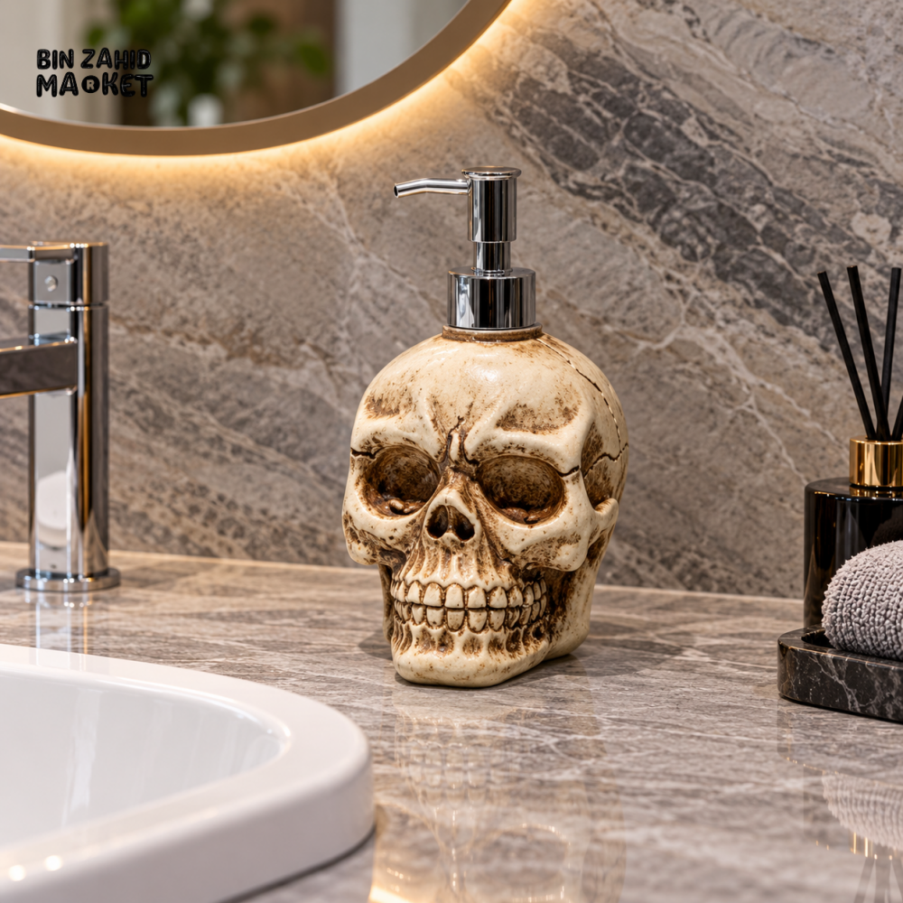 MIMO SKULL DESIGN LIQUID SOAP DISPENSER WITH SILVER PUMP