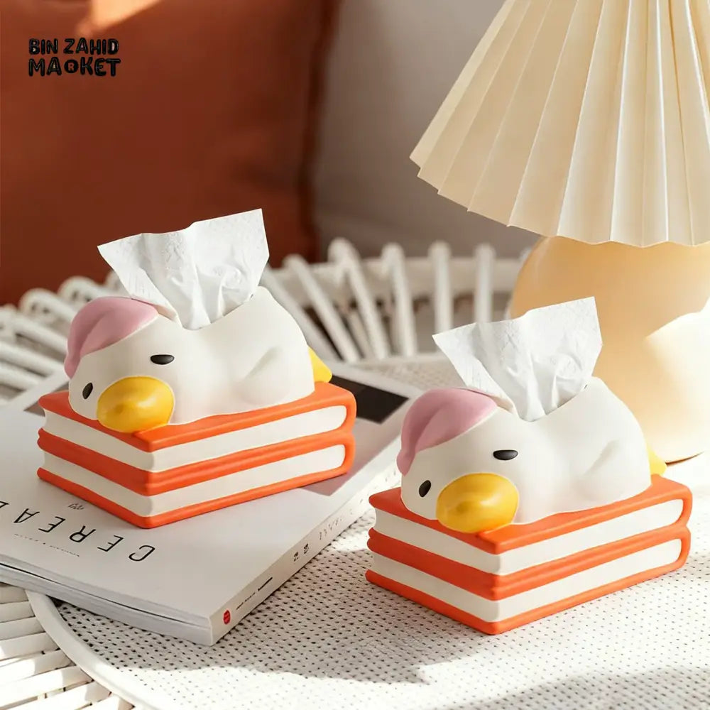 MIMO PVC RESIN SLEEPING DUCK BOOK DESIGN DECORATIVE TISSUE BOX - Tissue Boxes