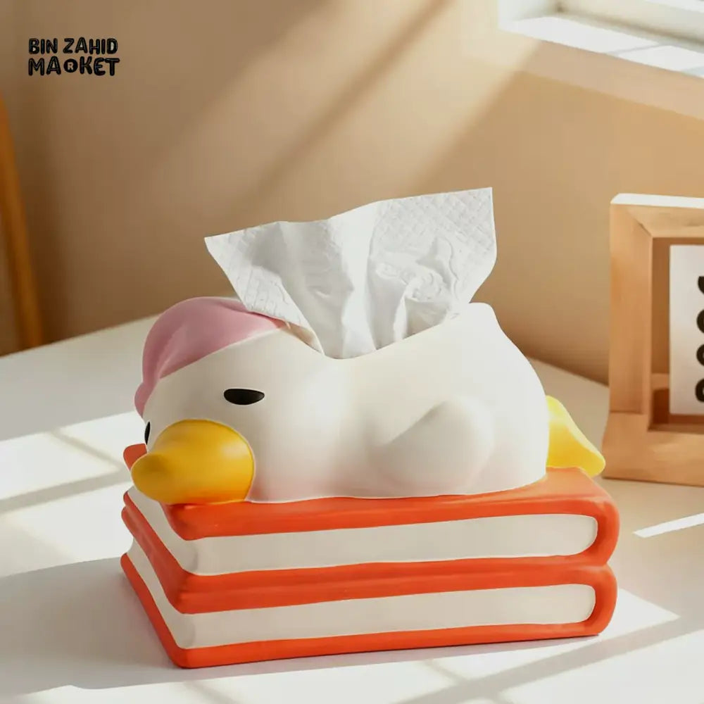 MIMO PVC RESIN SLEEPING DUCK BOOK DESIGN DECORATIVE TISSUE BOX - Tissue Boxes