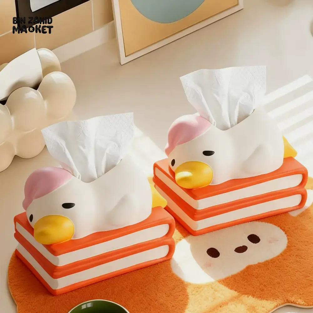 MIMO PVC RESIN SLEEPING DUCK BOOK DESIGN DECORATIVE TISSUE BOX - Tissue Boxes