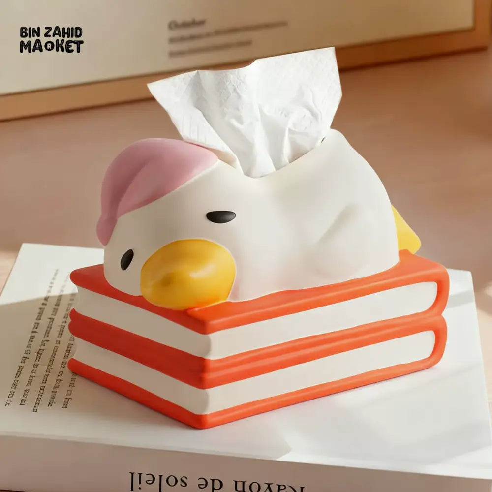 MIMO PVC RESIN SLEEPING DUCK BOOK DESIGN DECORATIVE TISSUE BOX - Tissue Boxes