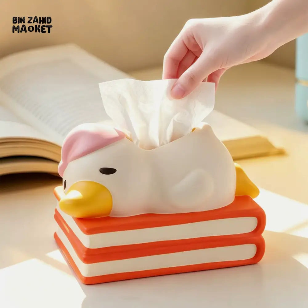 MIMO PVC RESIN SLEEPING DUCK BOOK DESIGN DECORATIVE TISSUE BOX - Tissue Boxes
