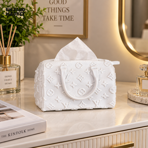 MIMO WHITE HANDBAG DESIGN DECORATIVE TISSUE BOX