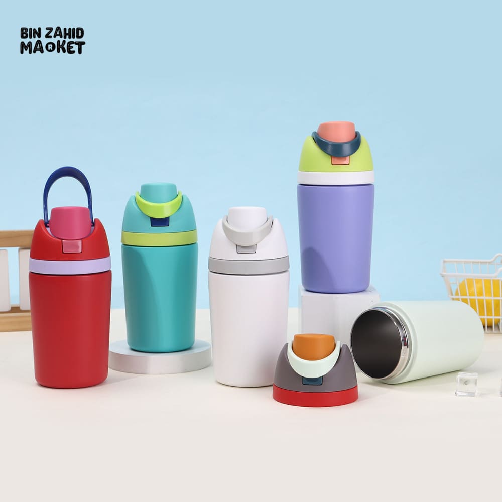 MINI 12OZ THERMAL WATER CUP – LEAK-RESISTANT STAINLESS STEEL SPORTS BOTTLE WITH STRAP
