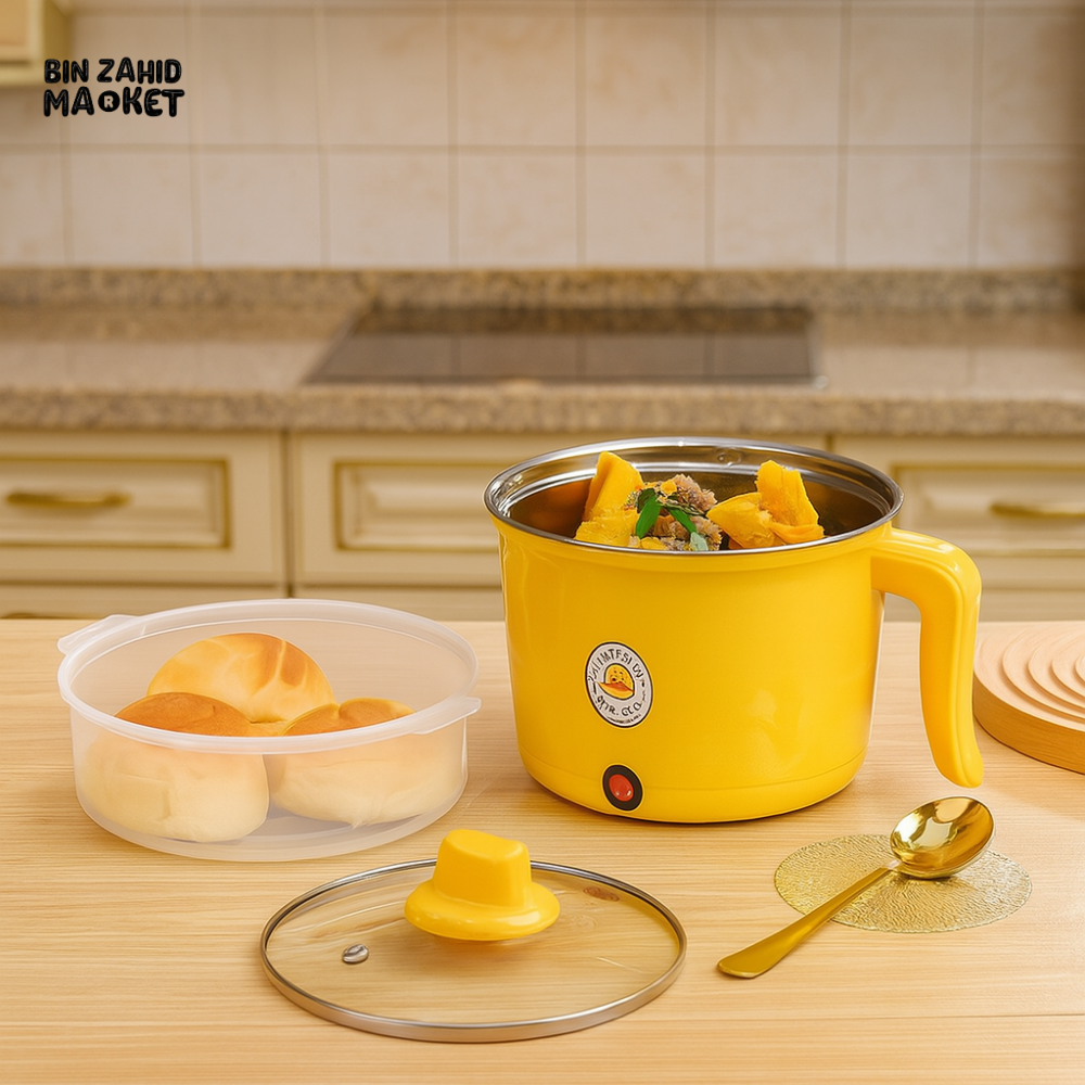 MINI ELECTRIC COOKING POT WITH LID – MULTIFUNCTION HOT POT FOR NOODLES, SOUP & MORE