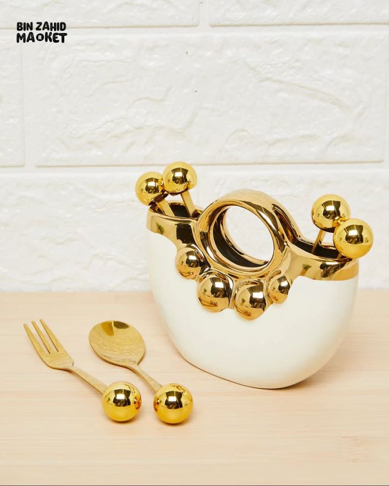 MINI FRUIT & CAKE FORKS – HOUSEHOLD DESSERT SET WITH STORAGE HOLDER