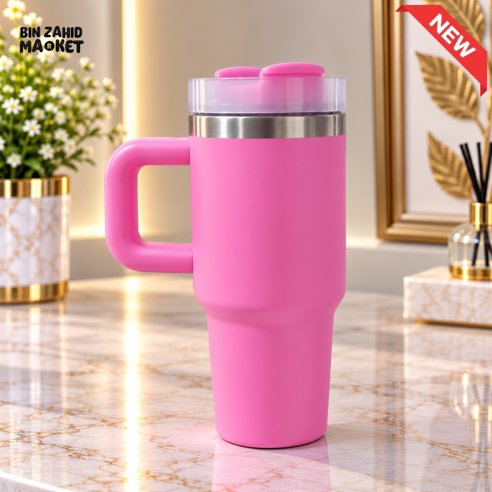 MINI HOT PINK STAINLESS STEEL INSULATED TRAVEL TUMBLER WITH HANDLE