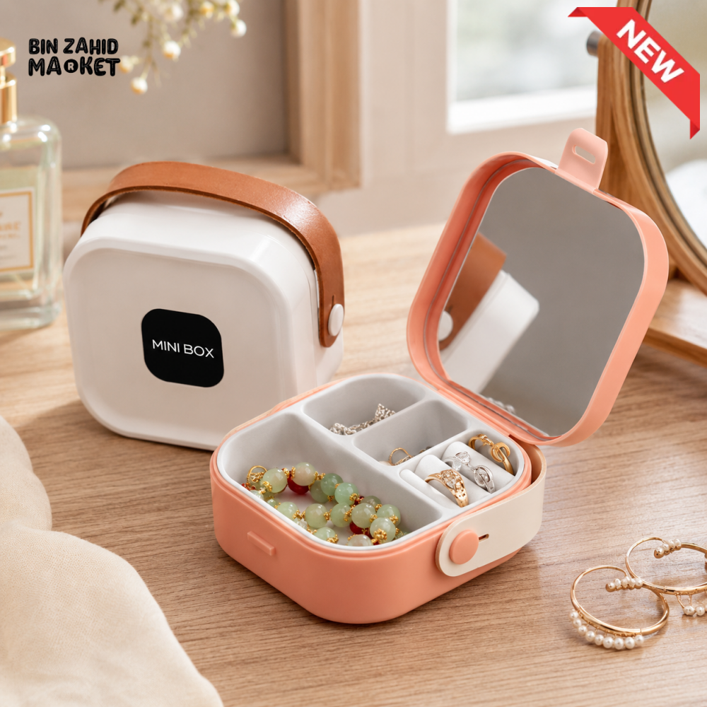 MINI PORTABLE JEWELRY STORAGE BOX WITH MIRROR