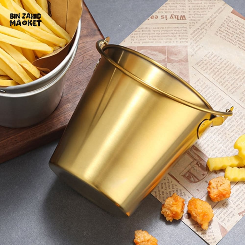 MINI STAINLESS STEEL ICE BUCKET – DRINKS FRIES & SNACK SERVING HOLDER