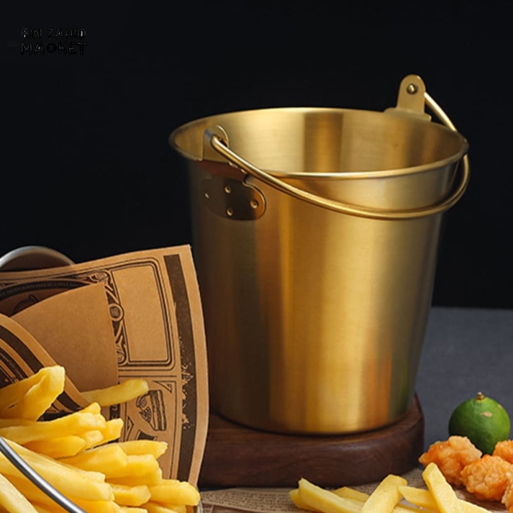 MINI STAINLESS STEEL ICE BUCKET – DRINKS FRIES & SNACK SERVING HOLDER