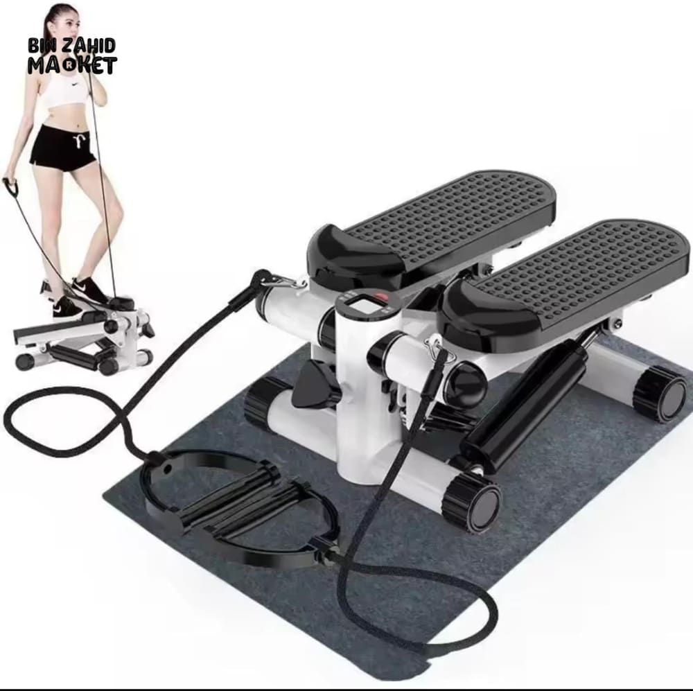 MINI STEPPER EXERCISE MACHINE WITH RESISTANCE BANDS – PORTABLE INDOOR FITNESS EQUIPMENT FOR HOME WORKOUT & LEG TRAINING