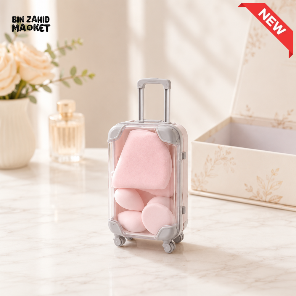MINI SUITCASE MAKEUP SPONGE STORAGE ORGANIZER WITH HANDLE