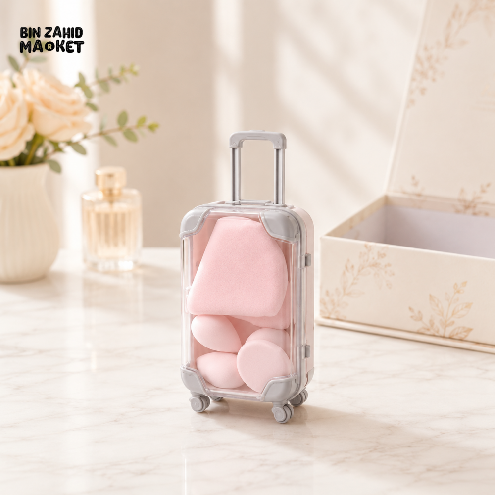 MINI SUITCASE MAKEUP SPONGE STORAGE ORGANIZER WITH HANDLE