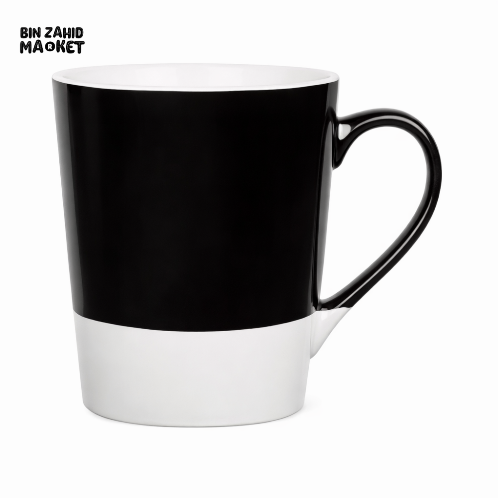 MINIMALIST BLACK & WHITE CERAMIC COFFEE MUG – MODERN TWO-TONE DESIGN