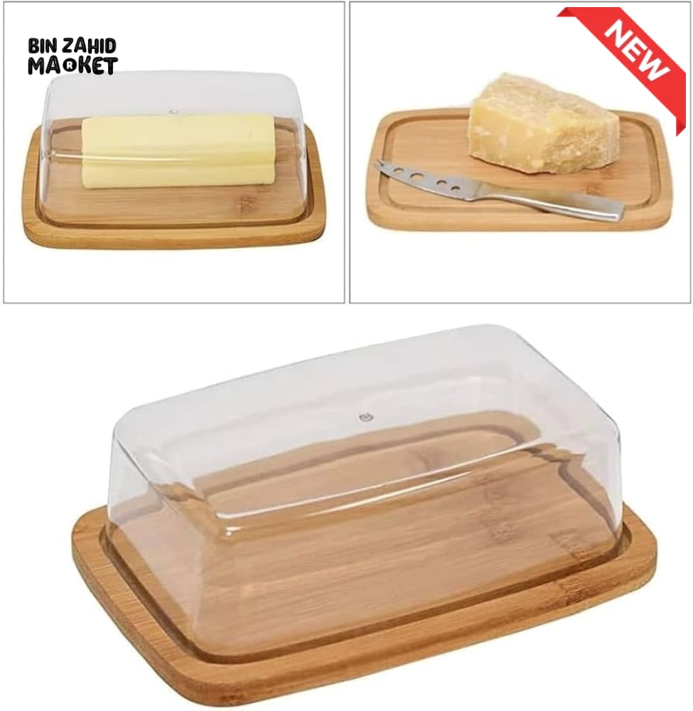 MINIMALIST BUTTER DISH WITH BAMBOO TRAY