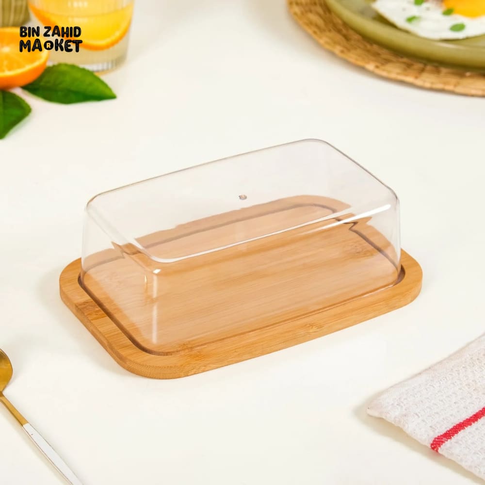 MINIMALIST BUTTER DISH WITH BAMBOO TRAY