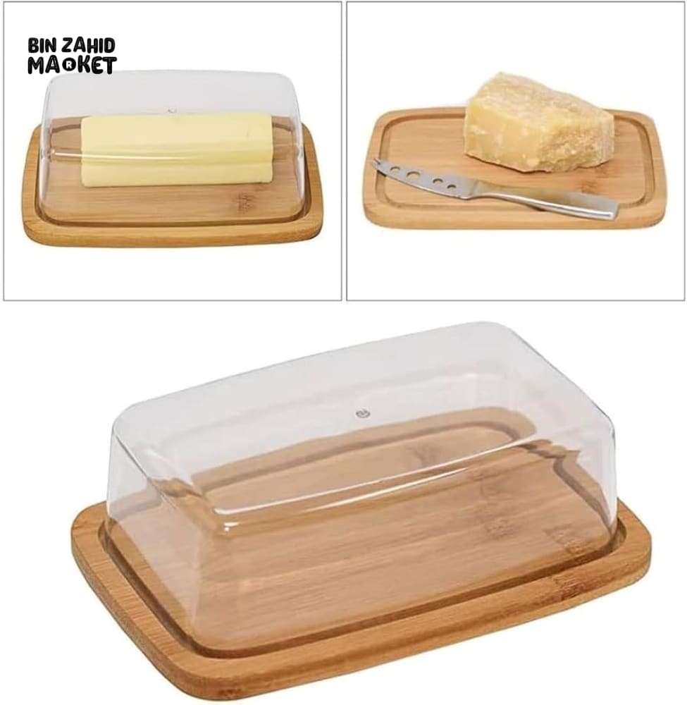 MINIMALIST BUTTER DISH WITH BAMBOO TRAY