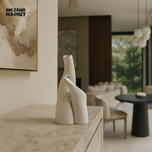 MODERN ABSTRACT CERAMIC VASE LUXURY HOME DECOR SCULPTURE FOR INTERIORS - WHITE