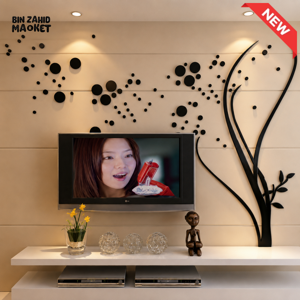 MODERN ABSTRACT TREE WITH DOTS WALL ART DECOR