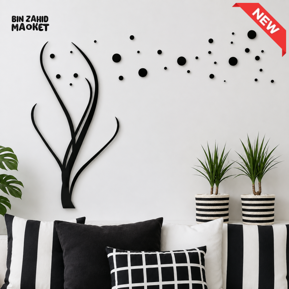 MODERN ABSTRACT TREE WITH DOTS WALL ART DECOR