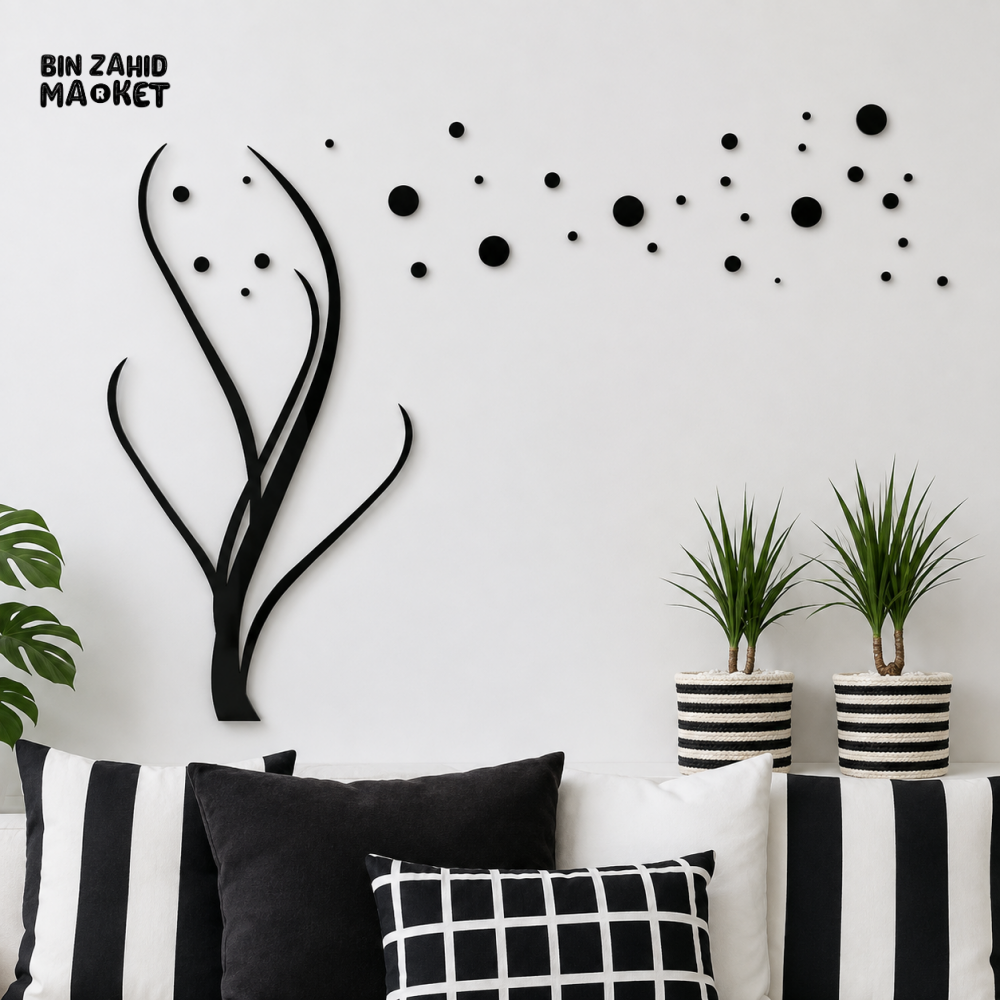 MODERN ABSTRACT TREE WITH DOTS WALL ART DECOR