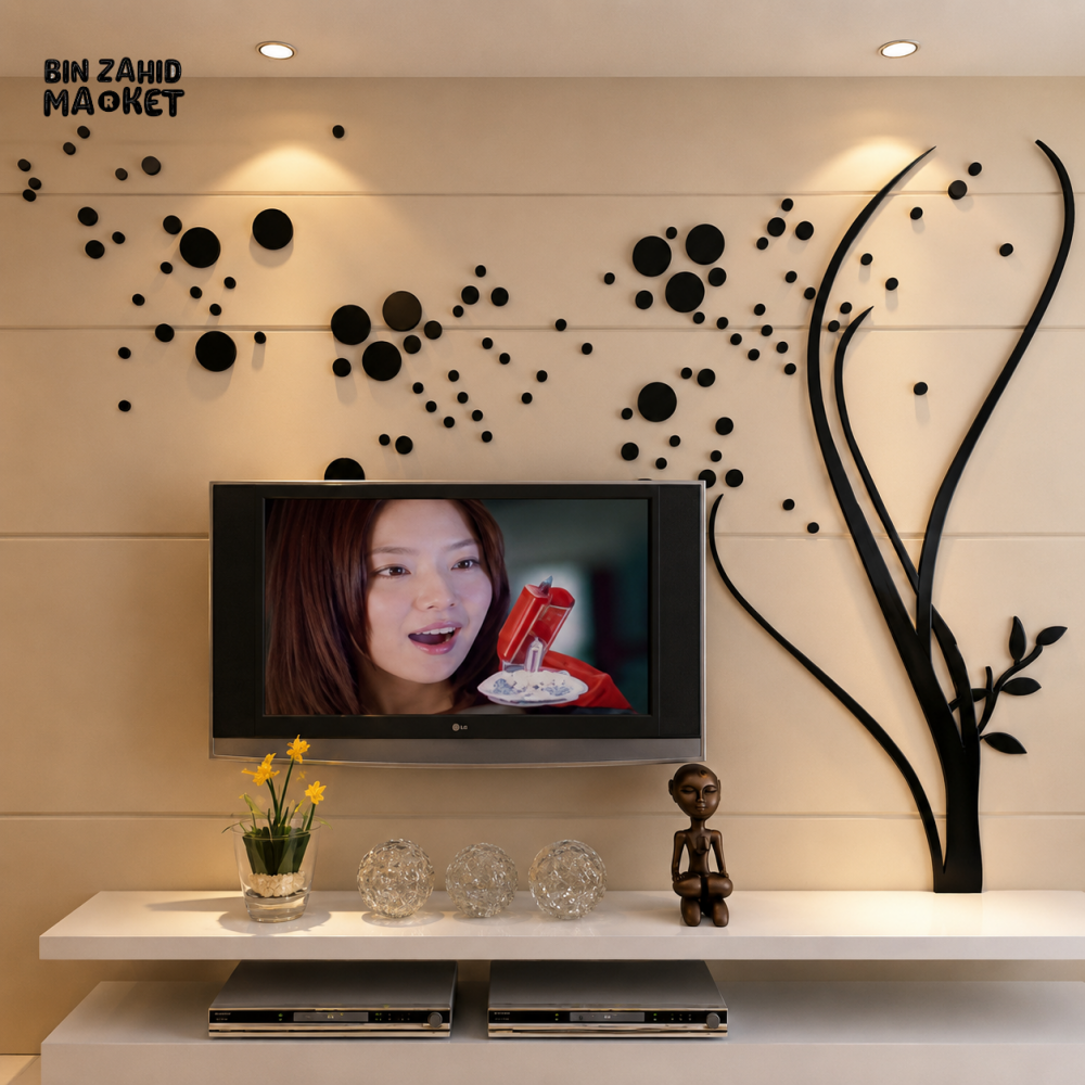 MODERN ABSTRACT TREE WITH DOTS WALL ART DECOR