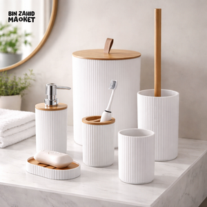 MODERN BATHROOM ACCESSORIES 6 PIECES SET - WHITE