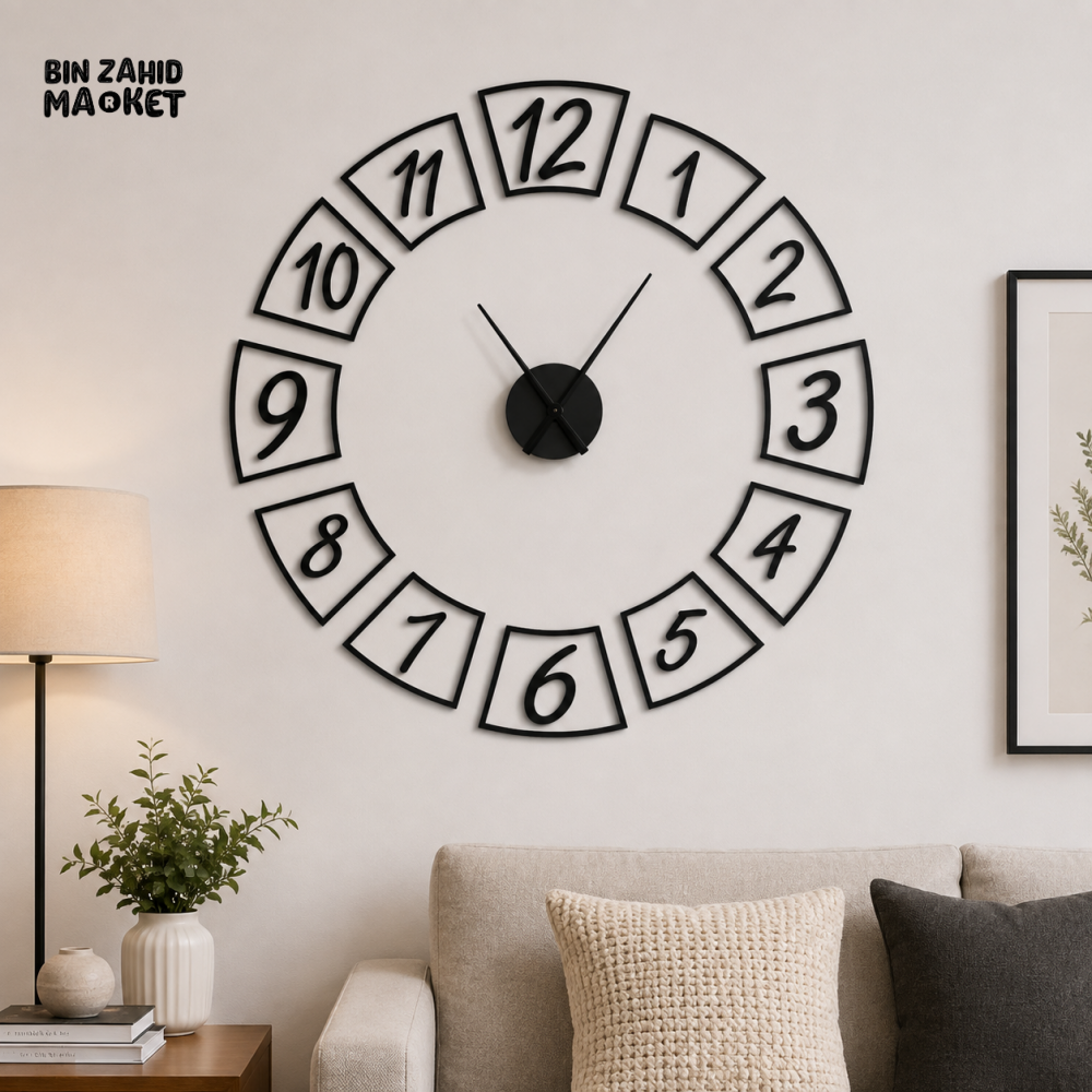 MODERN BLACK ROMAN NUMERAL DIY LARGE WALL CLOCK