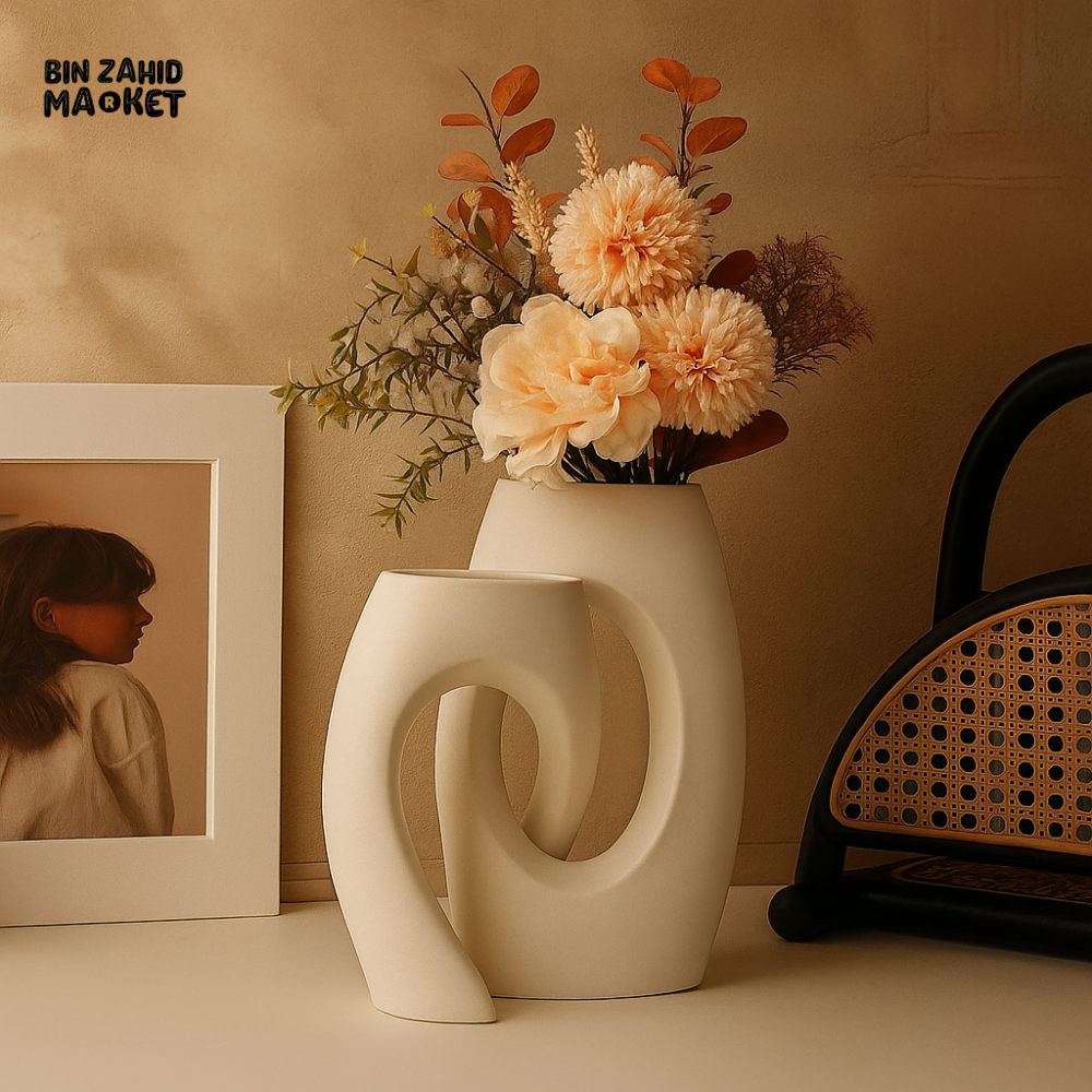 MODERN CERAMIC SCULPTURAL VASE SET – LUXURY VILLA DECOR