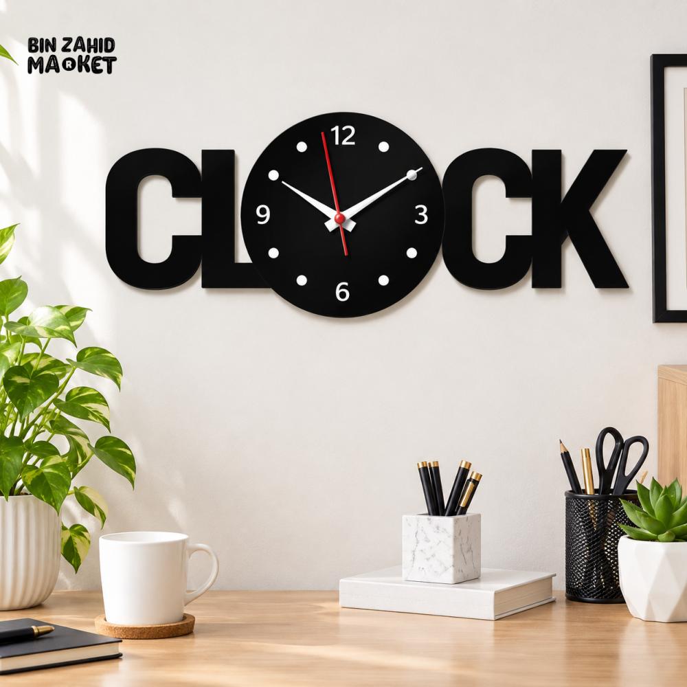 MODERN CLOCK WORD DESIGN DECORATIVE WALL CLOCK