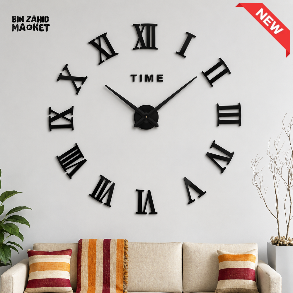 MODERN DIY 3D ROMAN NUMERAL WALL CLOCK