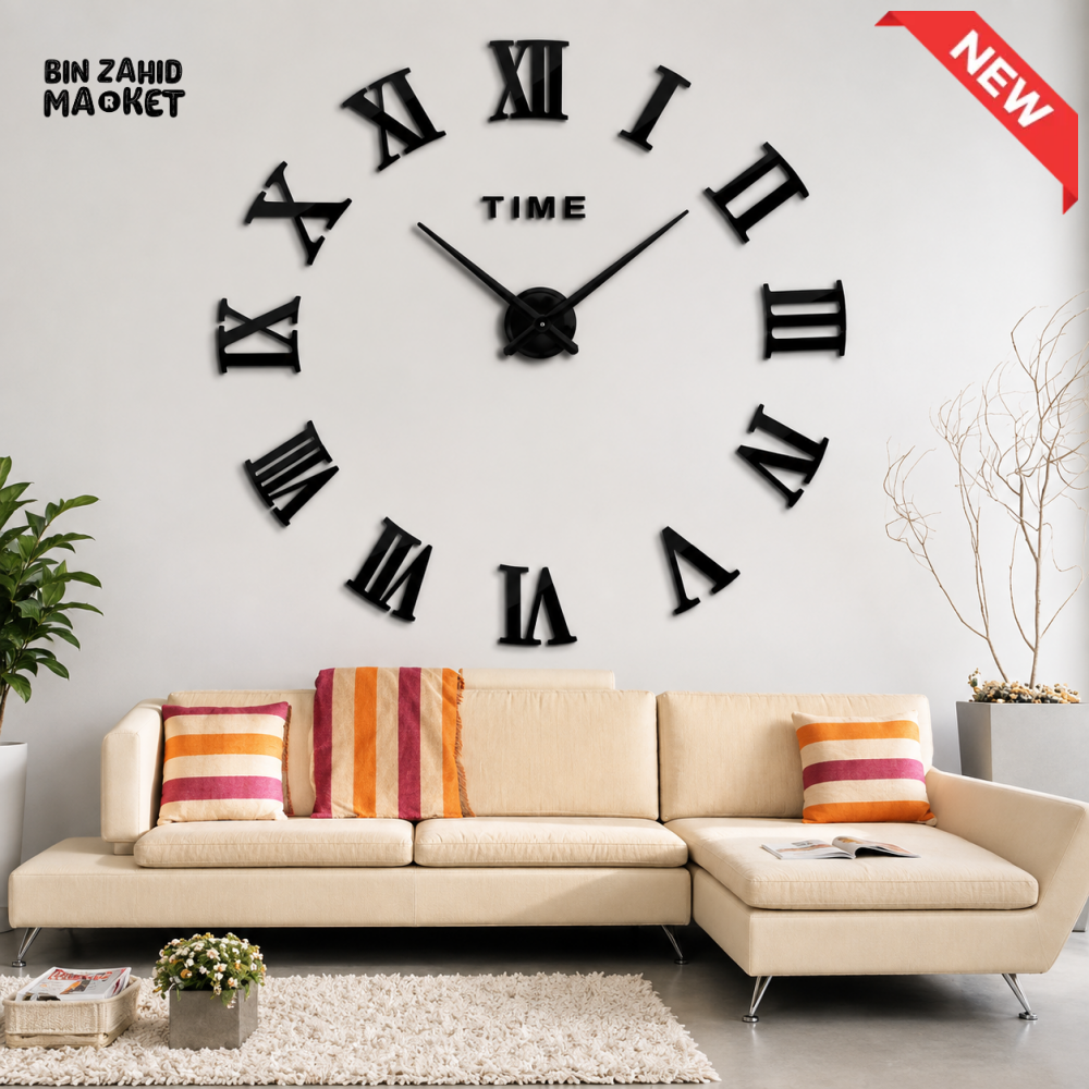 MODERN DIY 3D ROMAN NUMERAL WALL CLOCK