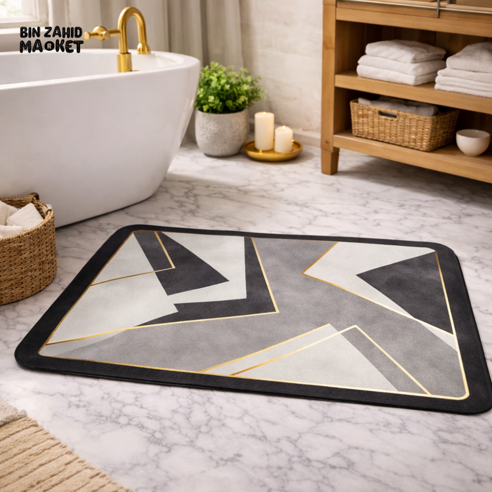 MODERN GEOMETRIC DESIGN SUPER ABSORBENT BATHROOM FLOOR MAT