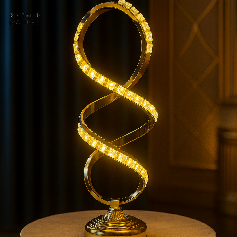 MODERN GOLD SPIRAL LED DESK LAMP – WARM AMBIENT LIGHT